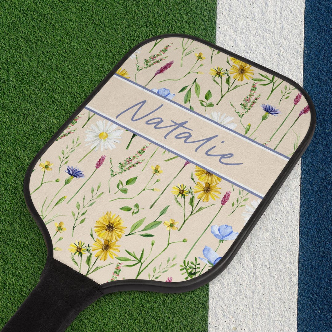 Custom Floral Pickleball Paddle, Personalized Wildflower Pickle Ball
