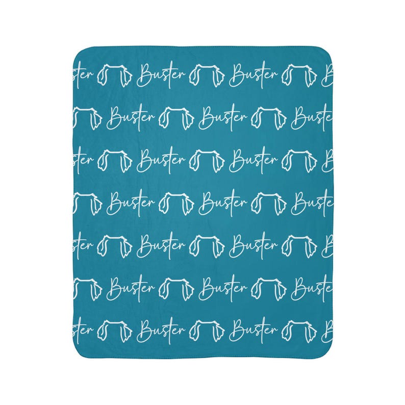 Personalized Golden Retriever Blanket, Custom Dog Ear Line Art Fleece