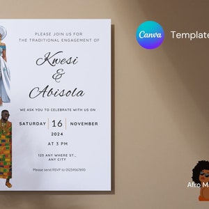 Invitación de boda tradicional - Invitación de boda Ghana hombre Nigeria mujer pareja de boda