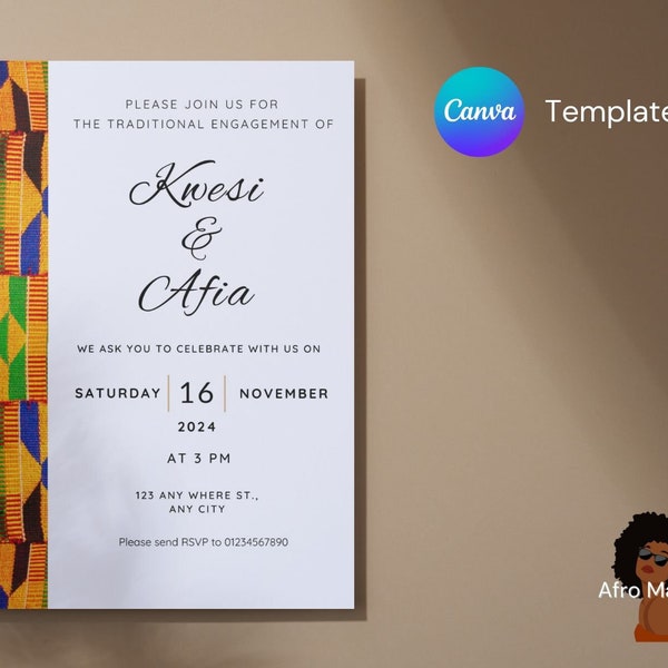 Trad Wedding Invitation - Wedding Invitation Ghana Kente