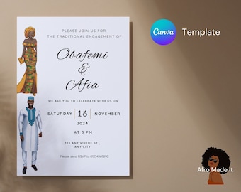 African Wedding Invitation Template, Nigerian Ghana Fusion (Digital Download)