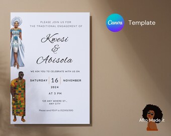 Ghana Nigeria Wedding Invitation – Traditional Fusion Template (Digital Download)