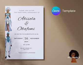 Nigerian Wedding Invitation Template, Traditional Engagement (Digital Download)