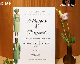 Nigerian Wedding Invitation Template – African Couple, Traditional Engagement (Digital Download)