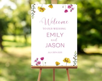 Wildflower Wedding Welcome Sign | Elegant Floral Design (Digital Download)