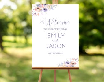 Pastel Wildflower Wedding Welcome Sign | Elegant Floral Design (Digital Download)