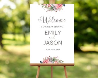 Rustic Spring Floral Wedding Welcome Sign (Instant Download)