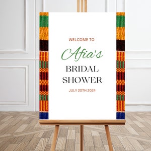 Kente 1 cartello per addio al nubilato / addio al nubilato africano / matrimonio africano / matrimonio in Ghana / modello Canva