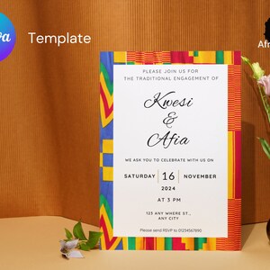 Hochzeitseinladung - Hochzeitseinladung Ghana Kente Stil 3