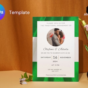 Nigerian Wedding Invitation with photo - editable on canva