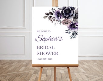 Letrero de bienvenida floral oscuro para despedida de soltera / Decoración de boda bohemia (Descarga digital)