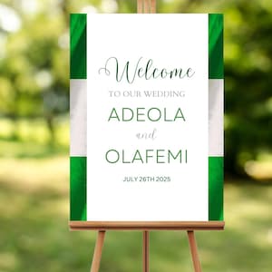 Cartello di benvenuto per matrimonio in Nigeria, modello Canva per matrimonio africano e nigeriano