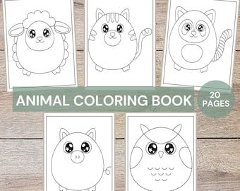 Animal Coloring Pages for kids, 20 Coloring Pages for Toddler, Coloring Sheets Book, Coloring Pages, Coloring Book