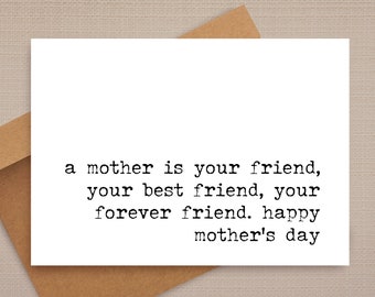 funny mother's day card / a mother is your friend / funny card / sweet mother's day card / mom cards / for friend / for her