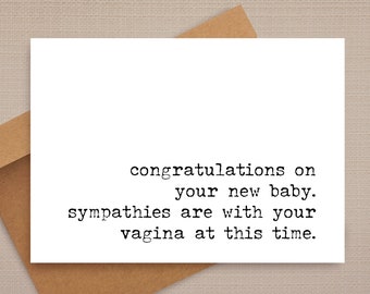 funny pregnancy card / congratulations on your new baby / funny card / rude pregnancy card / new baby cards / for friend / for her