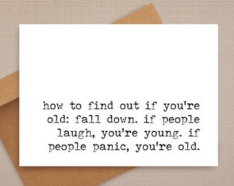 funny birthday card / how to find out if you're old / funny card / rude birthday card / birthday cards / for friend / for her