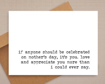 funny mother's day card / if anyone should be celebrated / funny card / sweet mother's day card / mom cards / for friend / for her