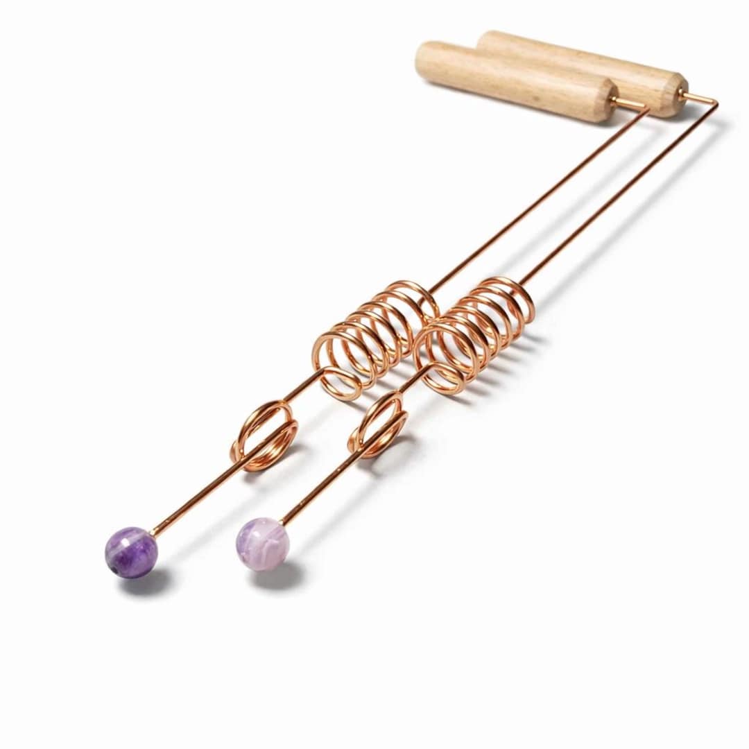2 Amethyst Copper Dowsing Rods With Crystals - Sacred Cubit 144 Mhz - Etsy