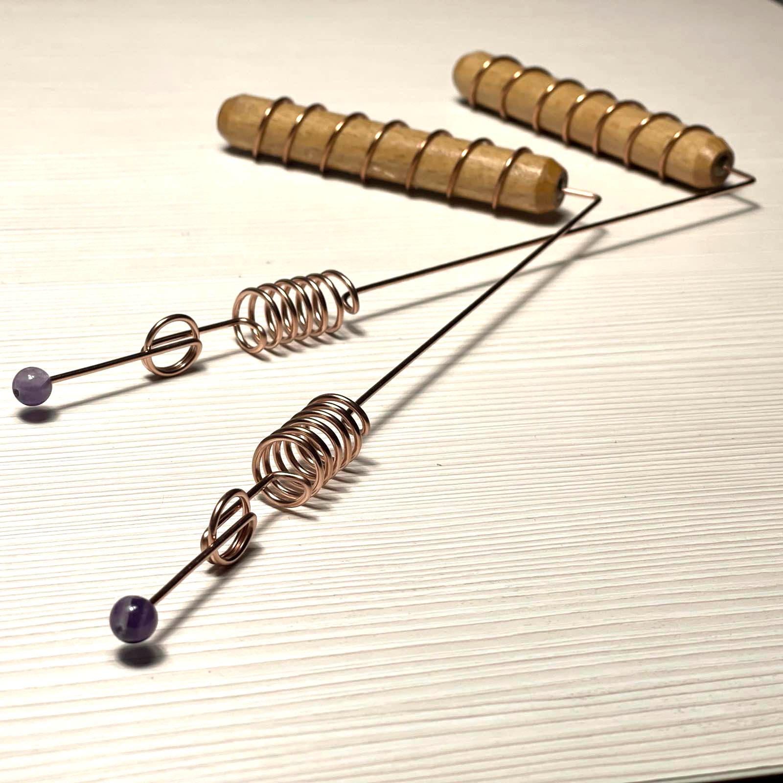 2pcs Amethyst Copper Dowsing Rods Featuring Solid Copper Grounding Coil ...