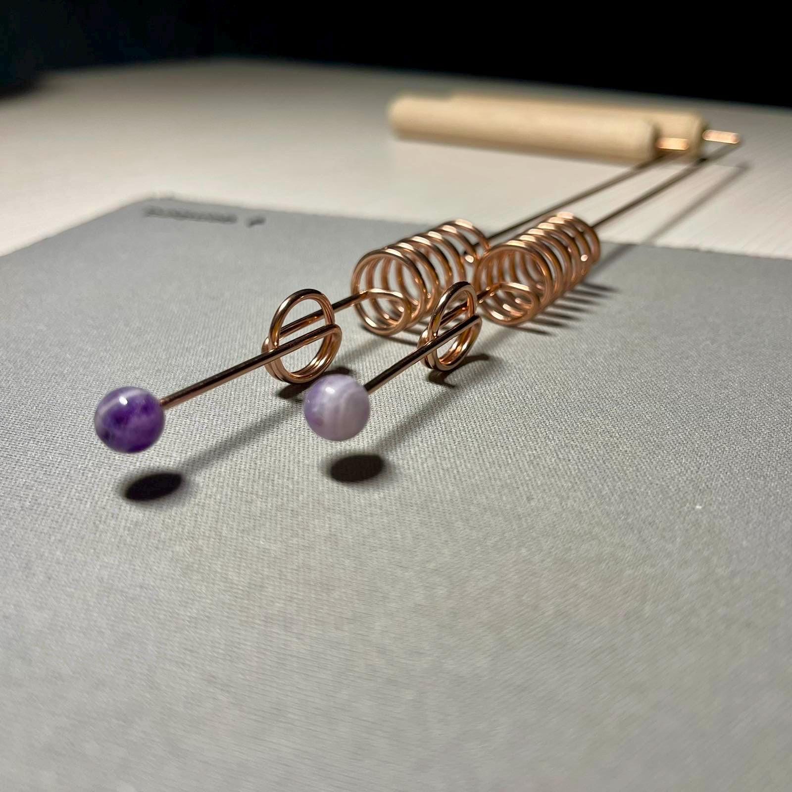 USA 2pcs Amethyst Copper Dowsing Rods With Crystals - Pair Divination ...