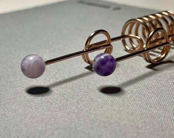 USA 2pcs Amethyst Copper Dowsing Rods with Crystals - Pair Divination Rods with Wood Handles - Handmade Copper divining rods