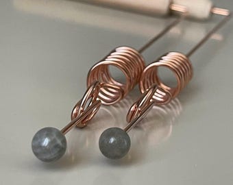 Labradorite Copper Dowsing Rods – Handmade Sacred Cubit Divining Tool