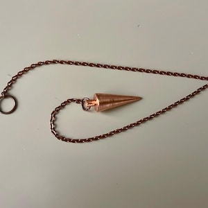 100% Pure Solid Copper Dowsing Pendulum on Bronze-colored Decorative Chain - Handmade Cone Divination Pendulums image 5