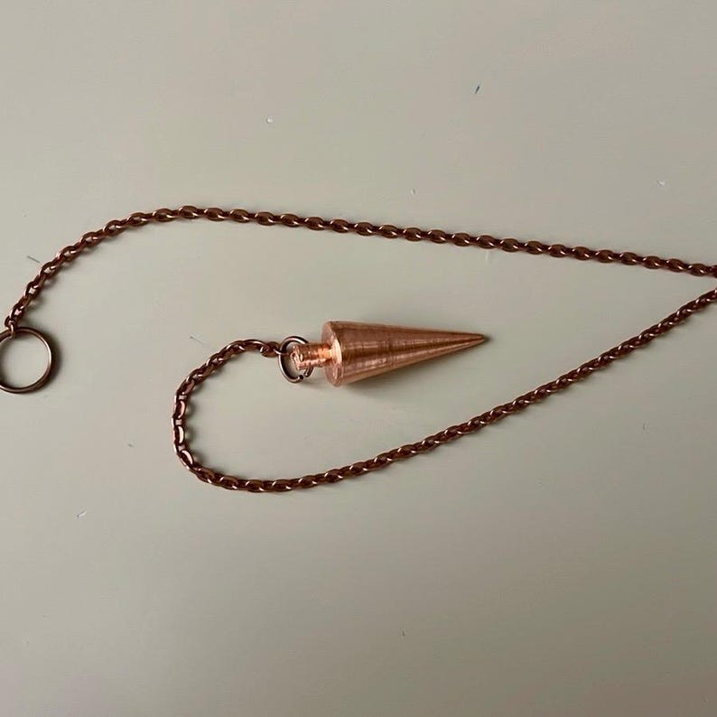 100% Pure Solid Copper Dowsing Pendulum on Bronze-colored Decorative Chain - Handmade Cone Divination Pendulums image 5