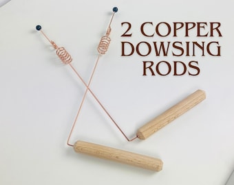2pcs Shungite  Copper Dowsing Rods with Crystals - Pair Handmade  Divination Rod