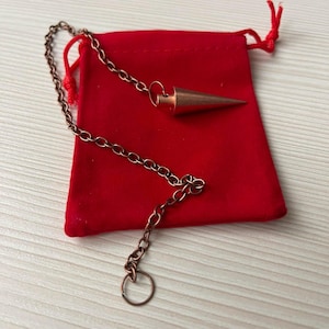 100% Pure Solid Copper Dowsing Pendulum on Bronze-colored Decorative Chain - Handmade Cone Divination Pendulums image 15
