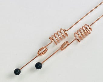 USA 2 Shungite Copper Dowsing Rods with Crystals - Handmade Copper divining rod