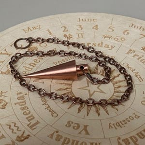 100% Pure Solid Copper Dowsing Pendulum on Bronze-colored Decorative Chain - Handmade Cone Divination Pendulums image 19