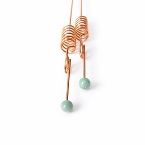 2pcs Amazonite Copper Dowsing Rods with Crystals - Sacred Cubit 144 MHz