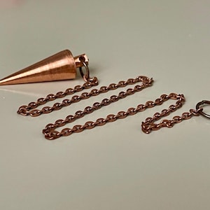 Péndulo de radiestesia de cobre macizo 100% puro con cadena decorativa color bronce - Péndulos de adivinación cónicos hechos a mano