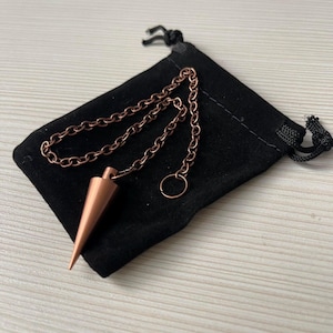 100% Pure Solid Copper Dowsing Pendulum on Bronze-colored Decorative Chain - Handmade Cone Divination Pendulums image 14