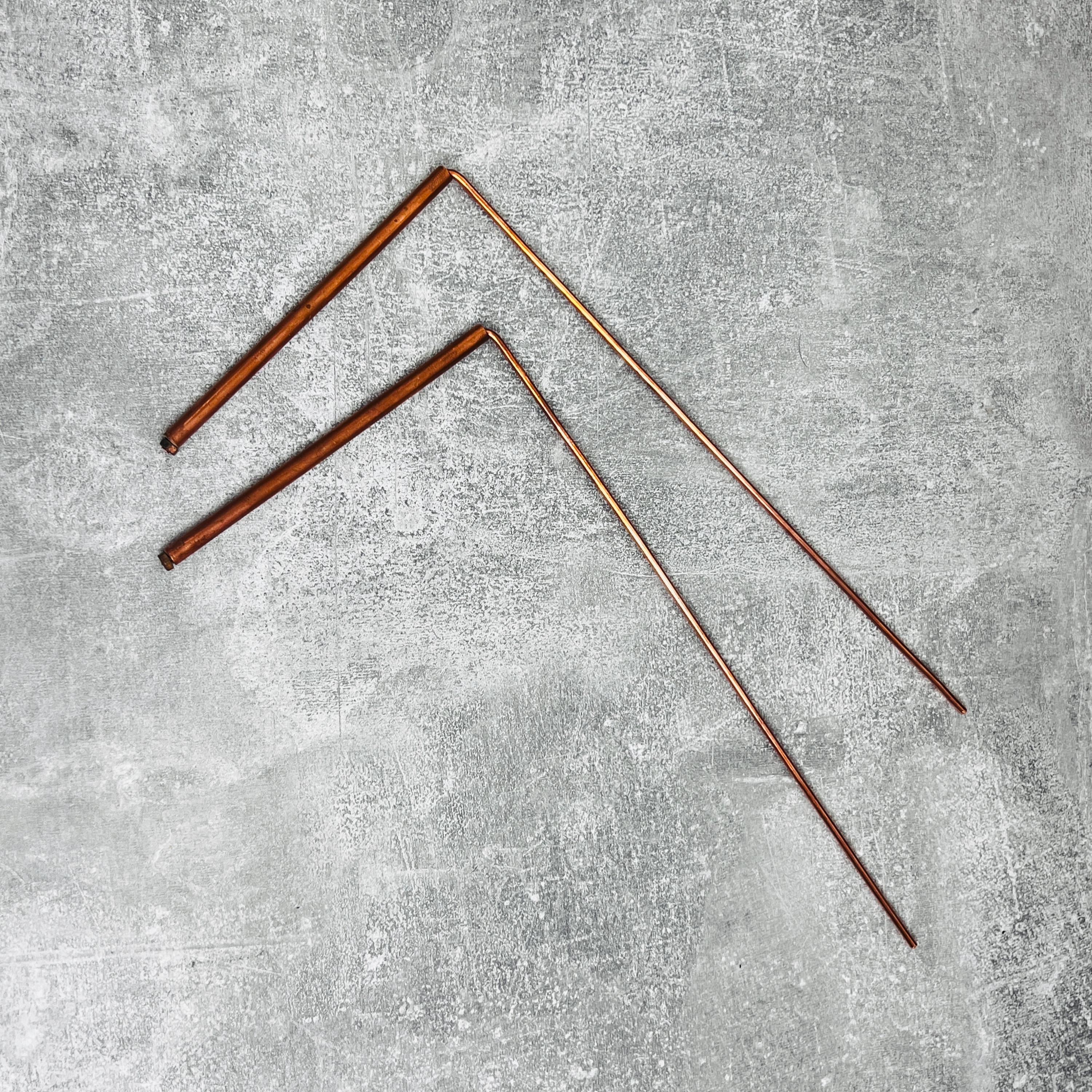 Pair 100 % Solid Copper Dowsing Rods + Pure Copper Divination Pendulum ...