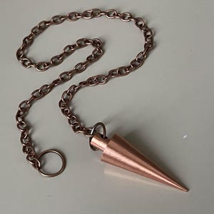 100% Pure Solid Copper Dowsing Pendulum on Bronze-colored Decorative Chain - Handmade Cone Divination Pendulums image 16