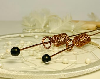 USA Shungite Tip Copper Dowsing Rods with Crystals