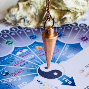 100% Pure Solid Copper Dowsing Pendulum on Bronze-colored Decorative Chain - Handmade Cone Divination Pendulums image 4