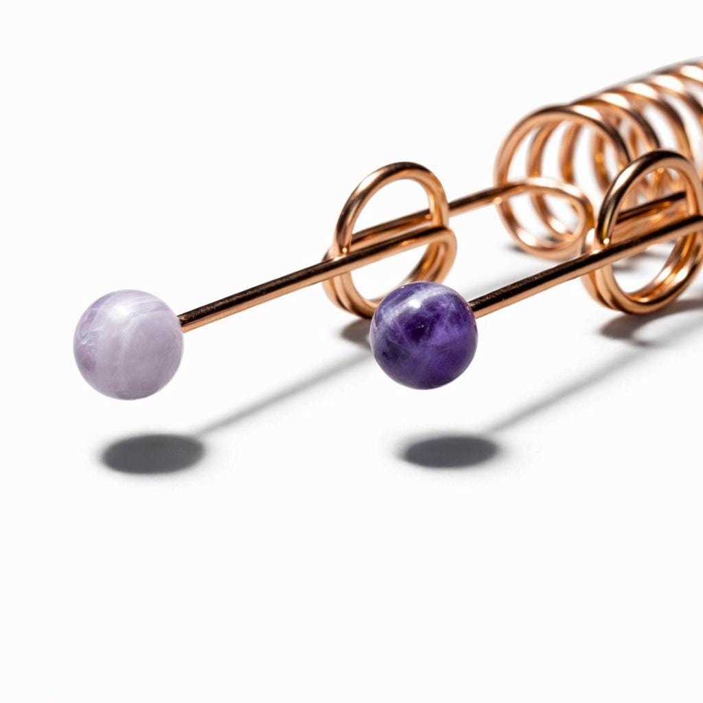 2 Amethyst Copper Dowsing Rods With Crystals - Sacred Cubit 144 Mhz - Etsy