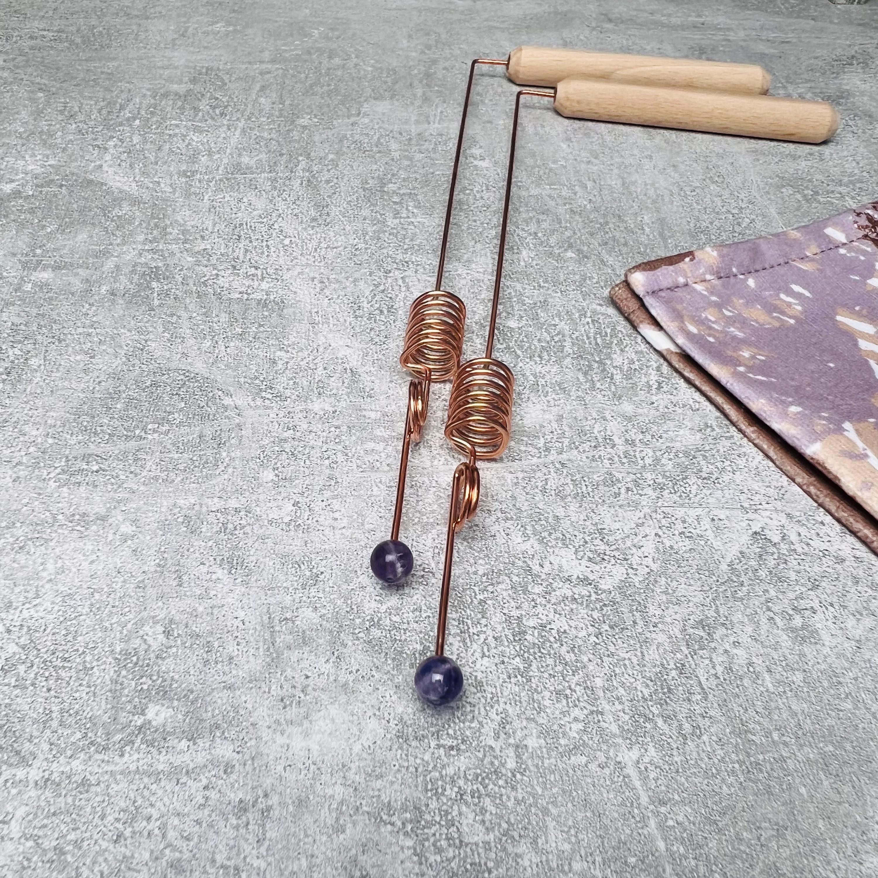 USA 2pcs Amethyst Copper Dowsing Rods With Crystals - Pair Divination ...