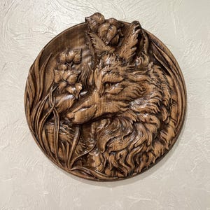 Fox Wooden Carving Art | Wooden Picture | Wood decoration plaque | Wooden decorative plates home decor | Wall hanging decor