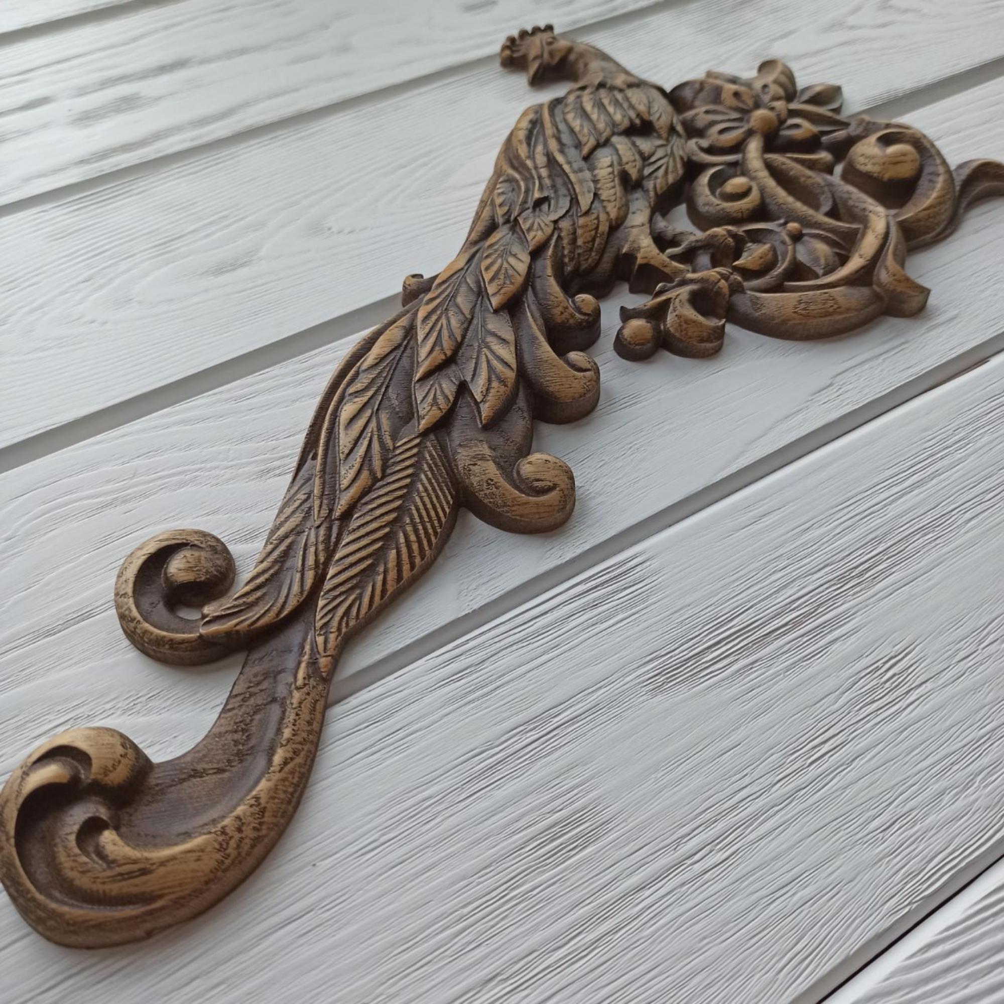 Peacock Wood Carving - From Small to Large Sizes - Wooden Bas-relief of ...