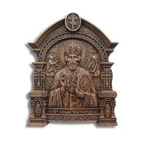 Sinterklaaspictogram - houten pictogram orthodox - houten altaar