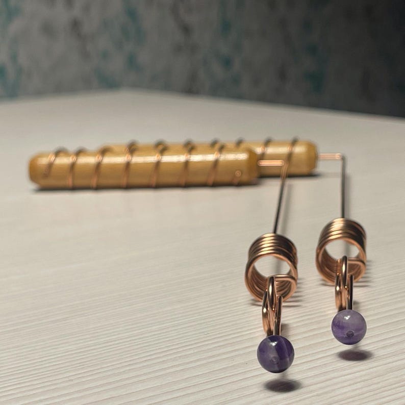 2pcs Amethyst Copper Dowsing Rods Featuring Solid Copper Grounding Coil ...