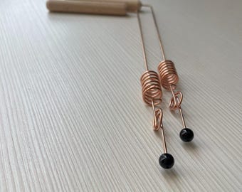 2pcs Tourmaline  Copper Dowsing Rods with Crystals - Sacred Cubit 144 MHz
