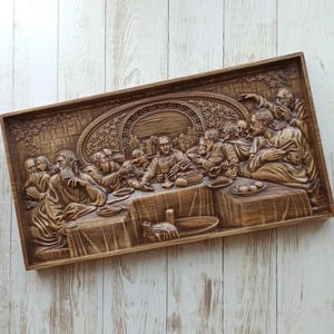 The Last Supper wooden carved basrelief | Wooden Picture | Religious Gift | Wood carving picture wall decoration plaque