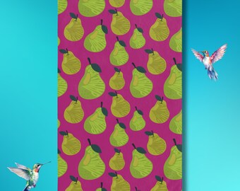 Toalla de manos con estampado Art Déco de pera, mensaje sutil "Fuck Trump", regalo anti-Trump, decoración de cocina, toalla de baño rosa, regalo para anfitriona política