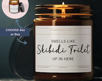 Vela que huele a inodoro Skibidi, regalo divertido, vela de soja en tarro de 4 oz o 9 oz, regalo de elefante blanco, regalo de jugador, meme divertido