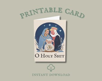 Tarjeta navideña anti-Trump imprimible, tarjeta O Holy Shit Maga Greed, PDF descargable, papel de regalo anti-Trump, tarjeta de felicitación navideña liberal